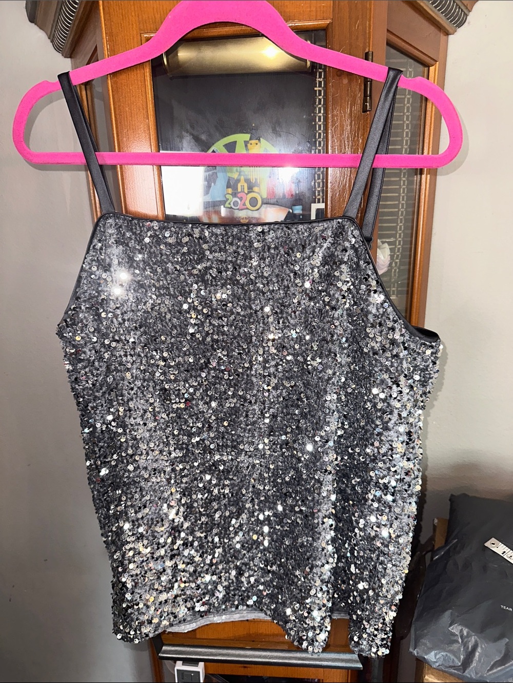 Silver Sequin Camisole Top - Women's Sparkle Tank